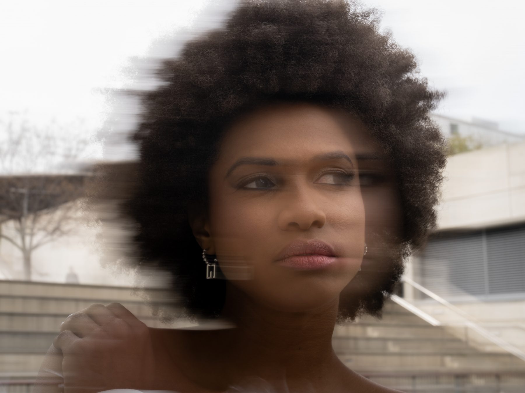 Artistic portrait, model with superimposed reflections, Barcelona – bridal editorial photography by VicmanArt